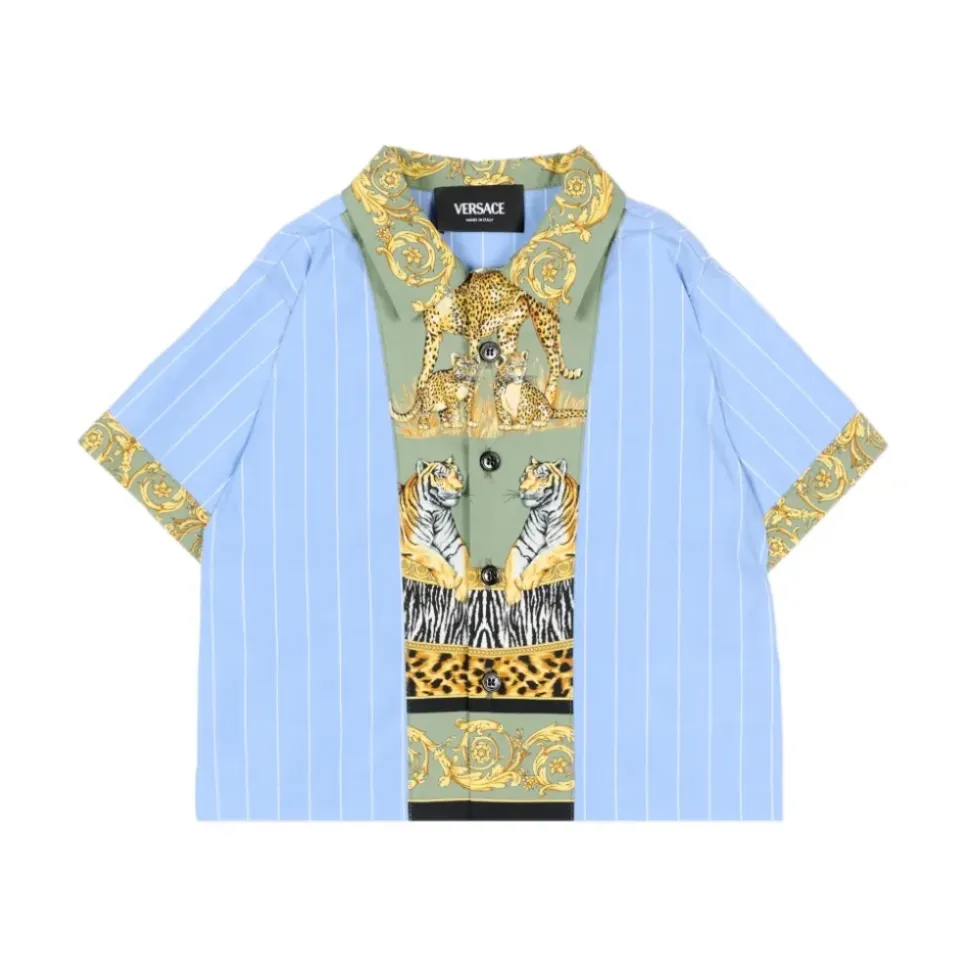 Printed Striped Cotton-Poplin Shirt
