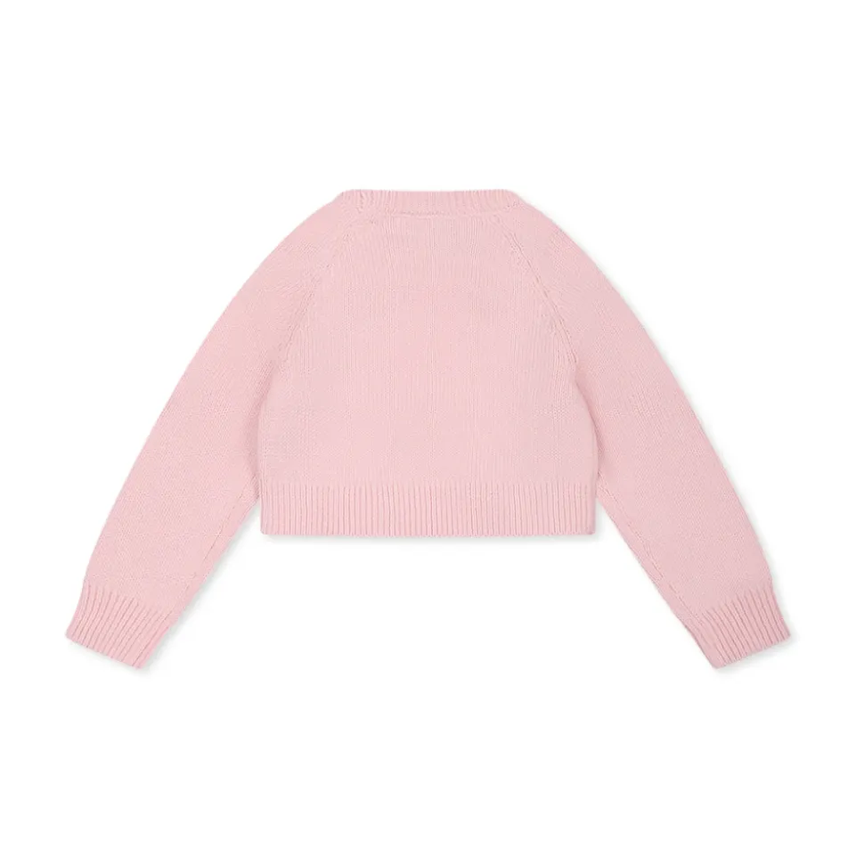 Różowy Sweter z Bawełny z Różami