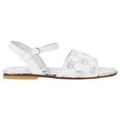 Sandały na płaskiej podeszwie z satyny Monogram Strass