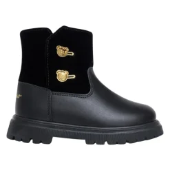 Skórzane botki z detalami w postaci guzika z misiem Teddy