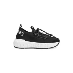 Sneakersy z dżerseju i dzielonej skóry cielęcej
