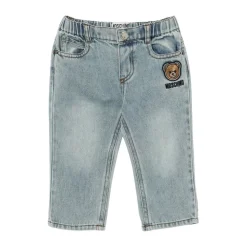 Spodnie dżinsowe z elastycznego denimu z naszywką Teddy