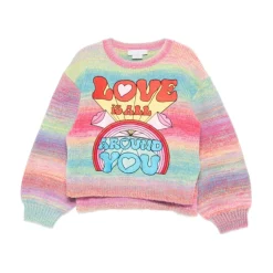 Sweter w Pasy w Tęczowych Kolorach