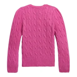 Sweter z dzianiny kablowej z mieszanki kaszmiru