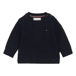 Sweter z dzianiny prążkowanej z okrągłym dekoltem