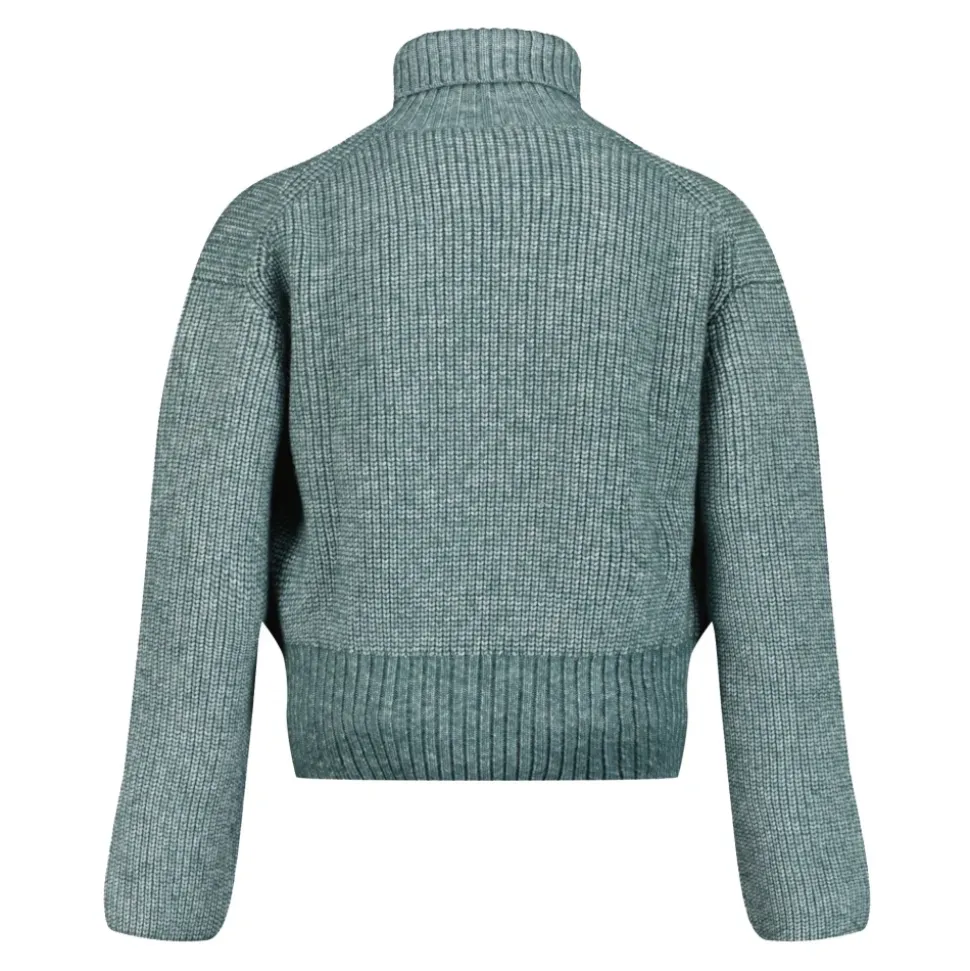 Sweter z Golfem z Prążkowanej Dzianiny