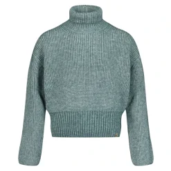 Sweter z Golfem z Prążkowanej Dzianiny