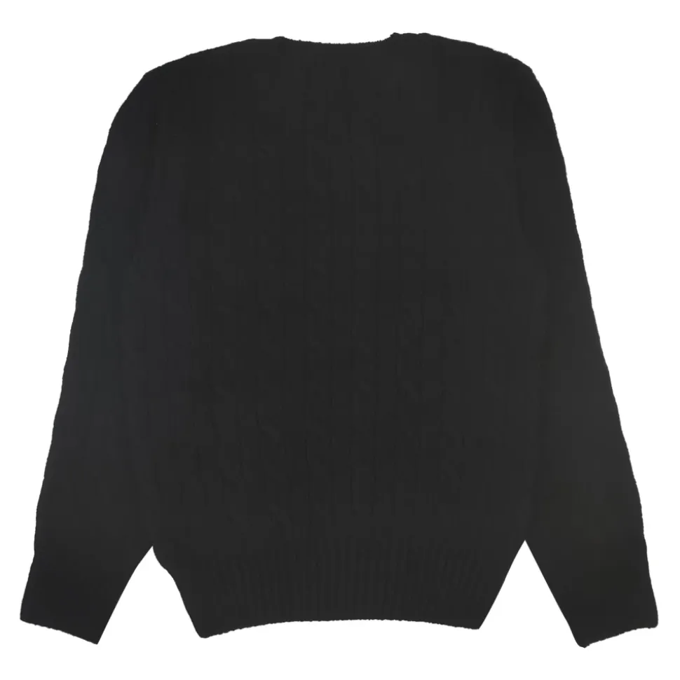 Sweter z okrągłym dekoltem i warkoczowym splotem