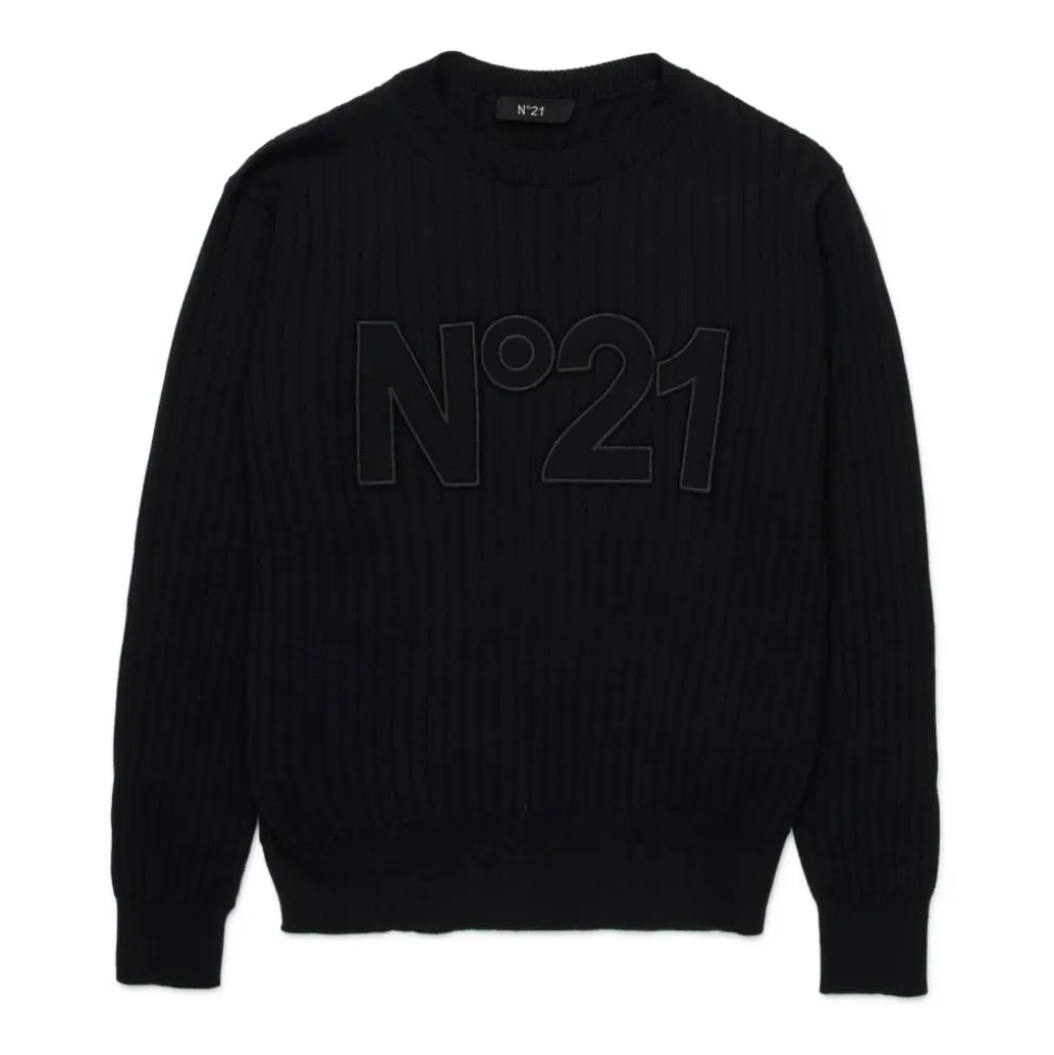 Sweter z Okrągłym Dekoltem ze Ściągaczami