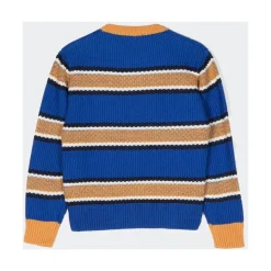 Sweter z okrągłym dekoltem z wzorem na całej powierzchni i logo
