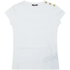 T Shirt Logo Ricamato Bottoni Oro