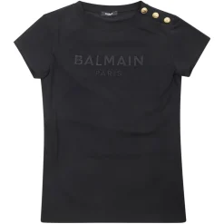 T Shirt Logo Ricamato Bottoni Oro