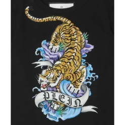 T-Shirt Okrągły Dekolt z Kryształami Tattoo