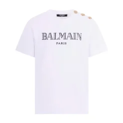 T-shirt z Detalem z Guzików i Logo