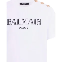 T-shirt z Detalem z Guzików i Logo