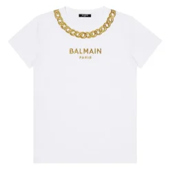 T-Shirt z Logo Ozdobiony Łańcuchem