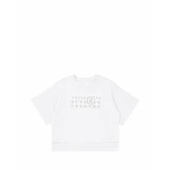 T-shirt z logo z dżetów i asymetrycznym dołem