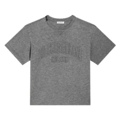 T-shirt z wytłaczanym logo przy dekolcie