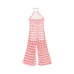 Wzorzysty kombinezon z dekoltem typu halter